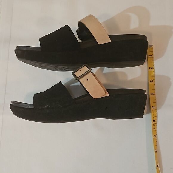 NWOT Kork-Ease Black suede, tan leather slide on shoes size 6 - Picture 9 of 10